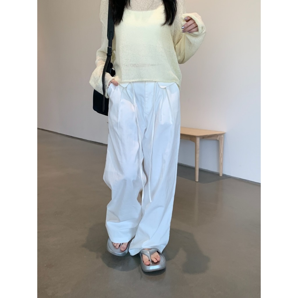 A18 褲頭重點 綁帶造型寬褲 #A3091