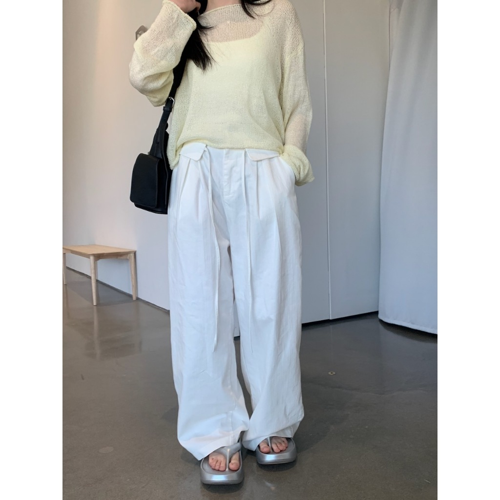 A18 褲頭重點 綁帶造型寬褲 #A3091