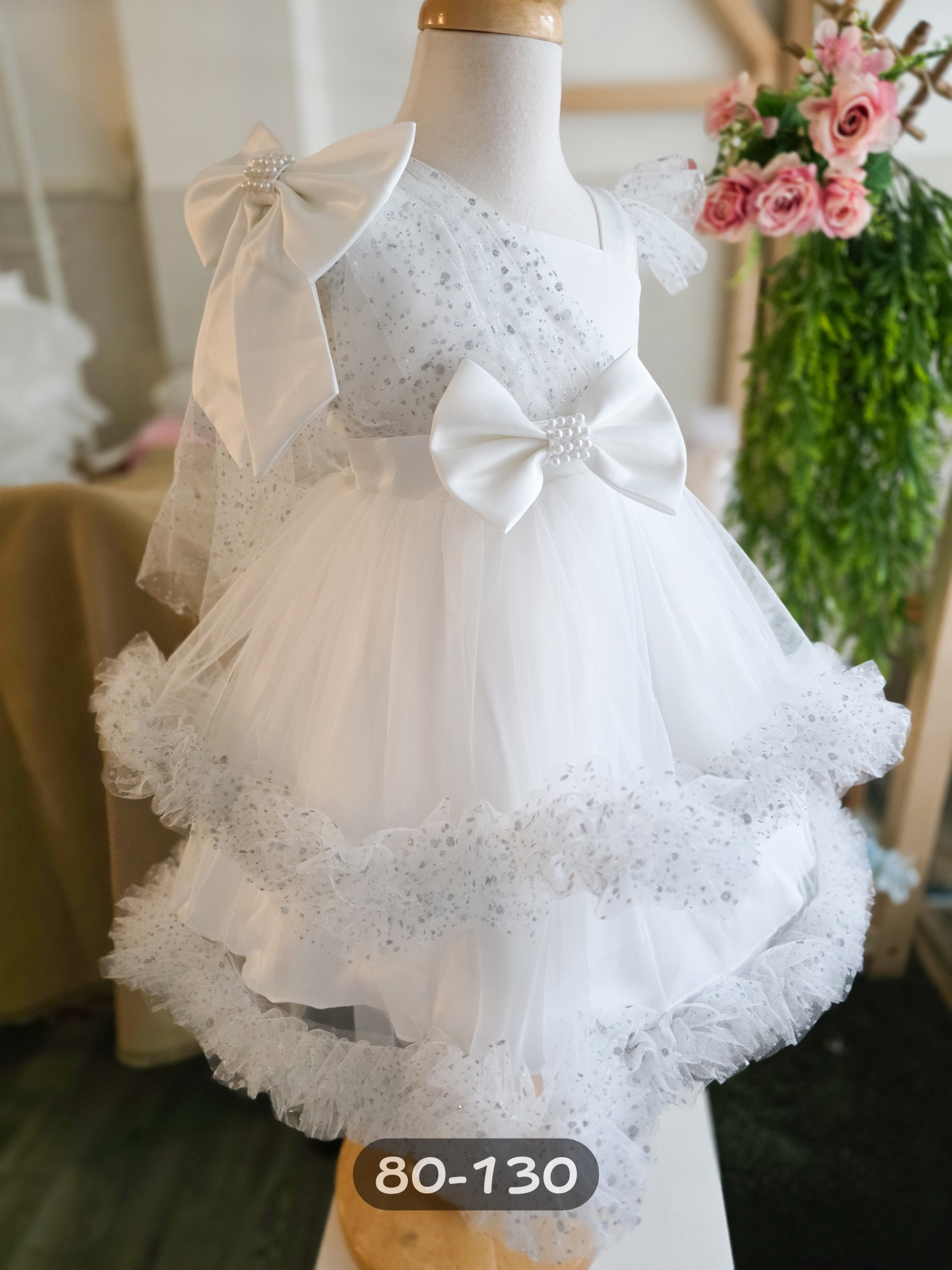 雙蝴蝶結滿天星 拖尾洋裝/小禮服