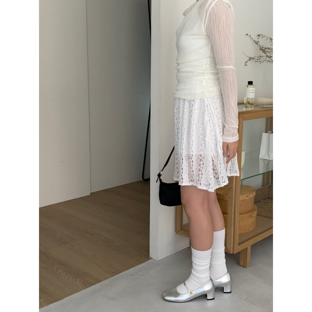 A22 美麗蕾絲 簍空鬆緊腰短裙 #4515