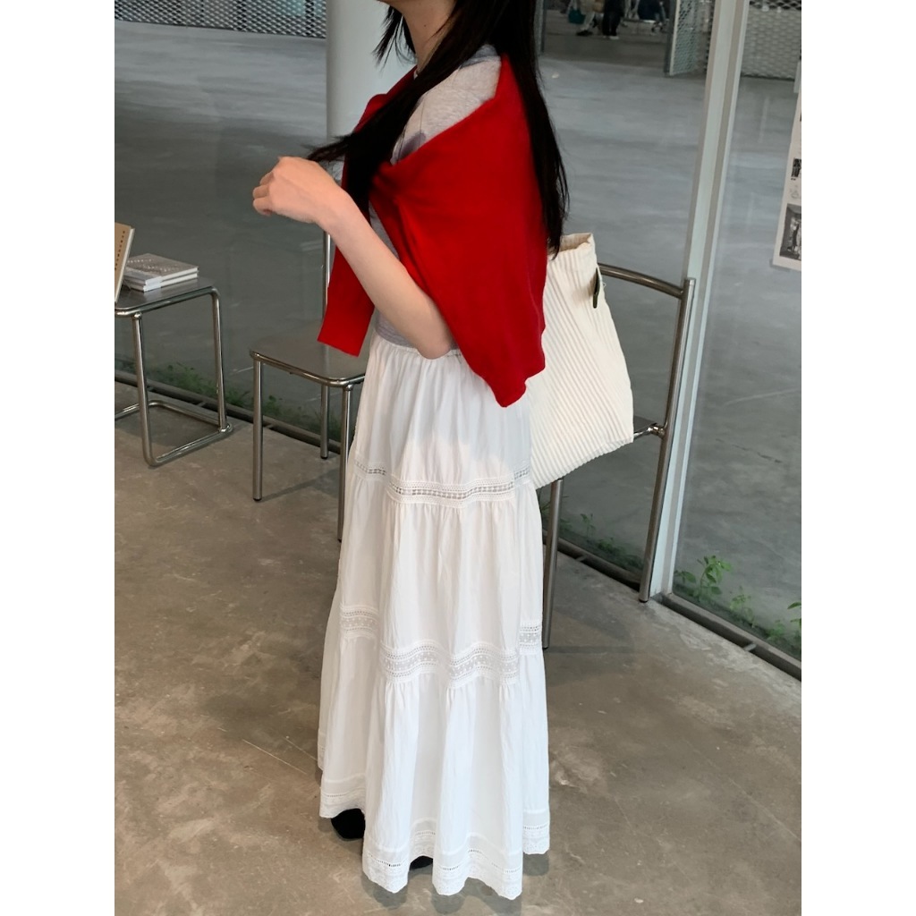 A24 敲碗冠軍 簍空蕾絲中長裙 #4518