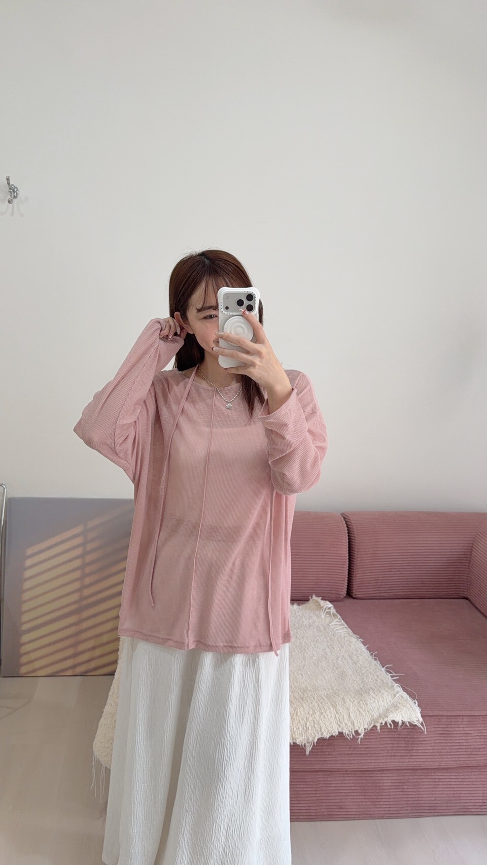 春季透膚衫 附綁帶 3colors