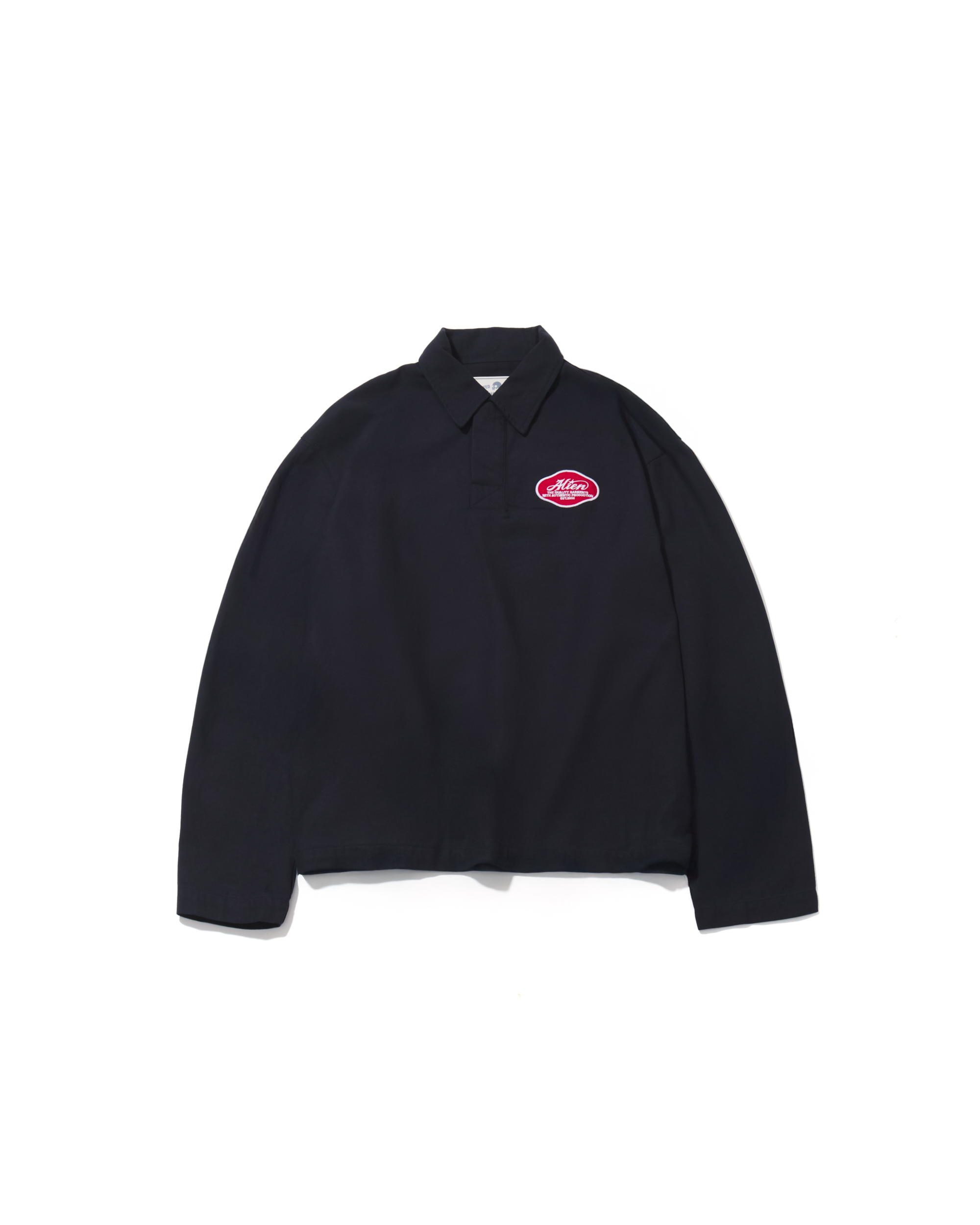 AES ALIEN STAR APPLIQUÉ WASHED LONG-SLEEVE POLO SHIRT