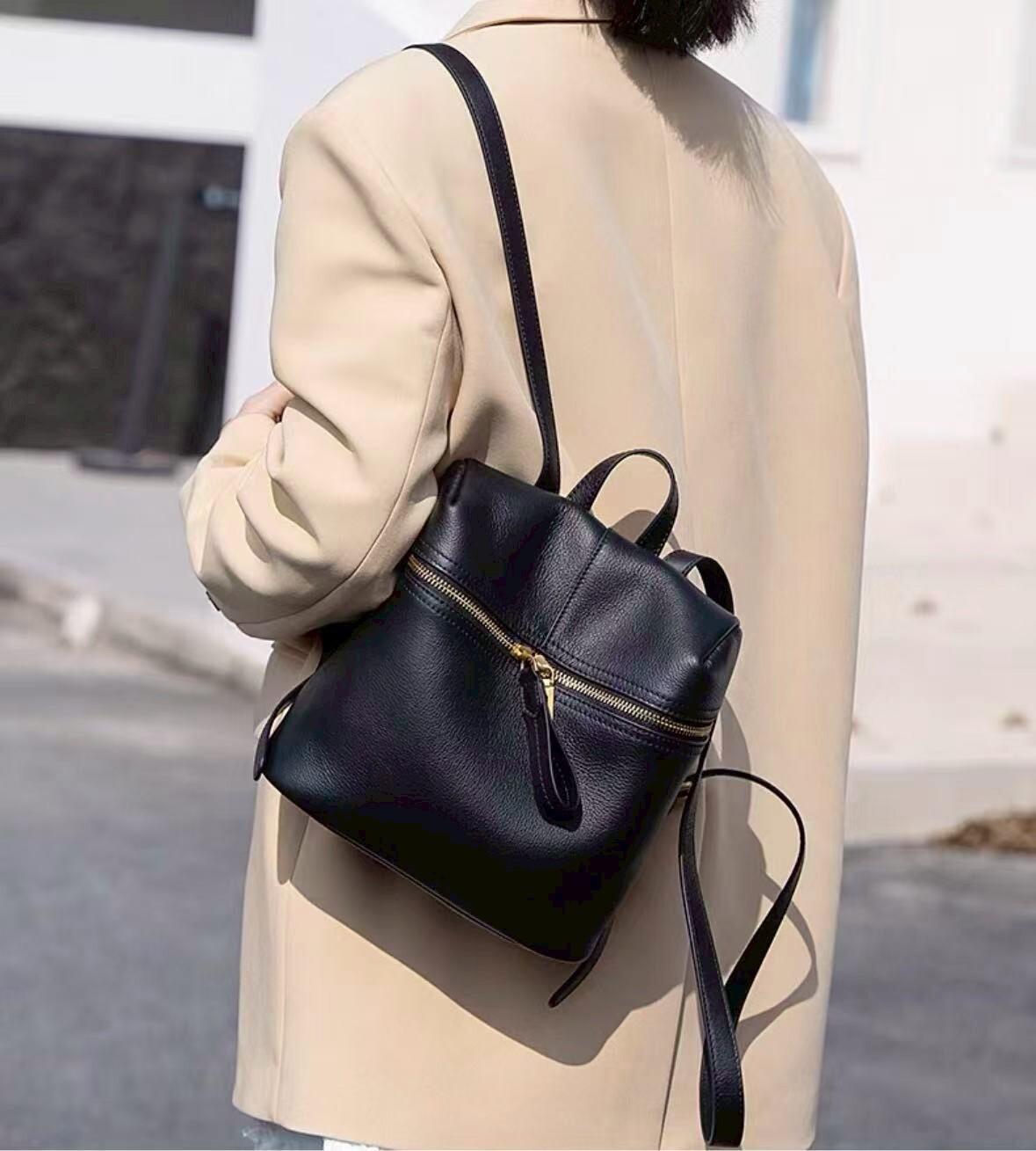 6065【韓版雙拉鏈後背包】