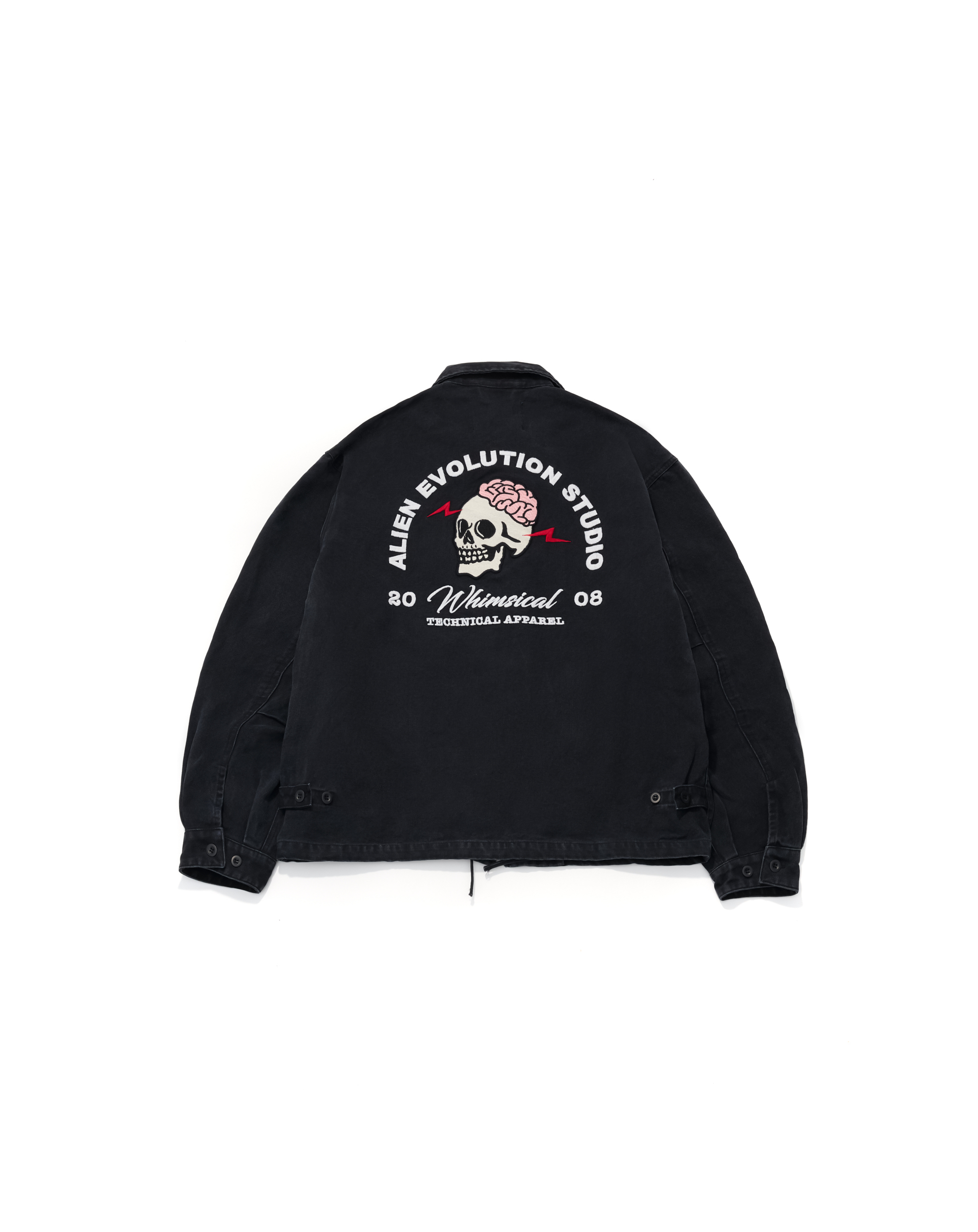 AES EMBROIDERED WHIMSICAL SKULL WASHED WORK JKT