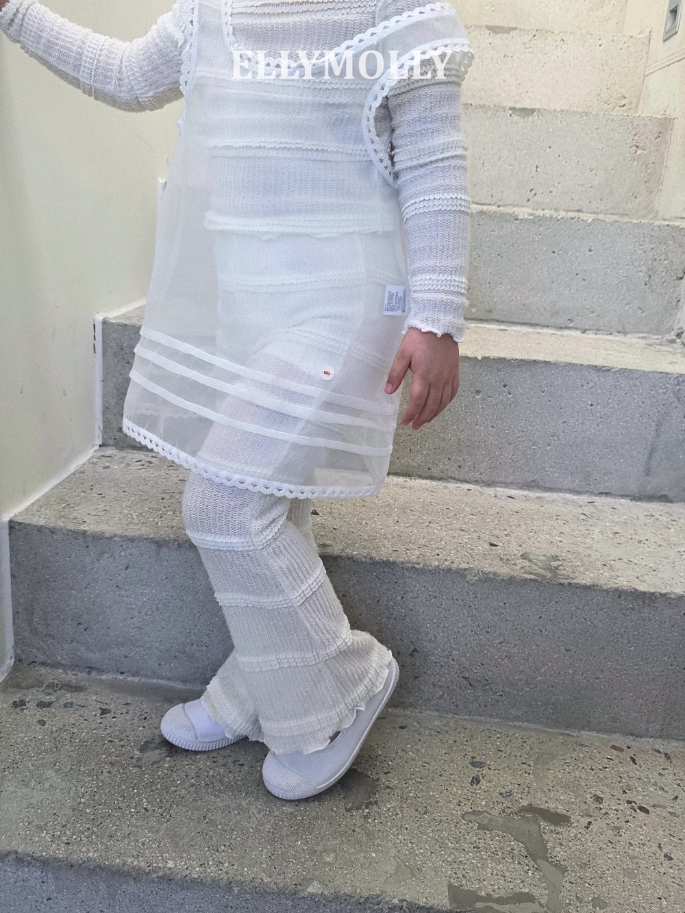 Ellymolly 蕾絲滾邊透膚背心連身裙  / 2色