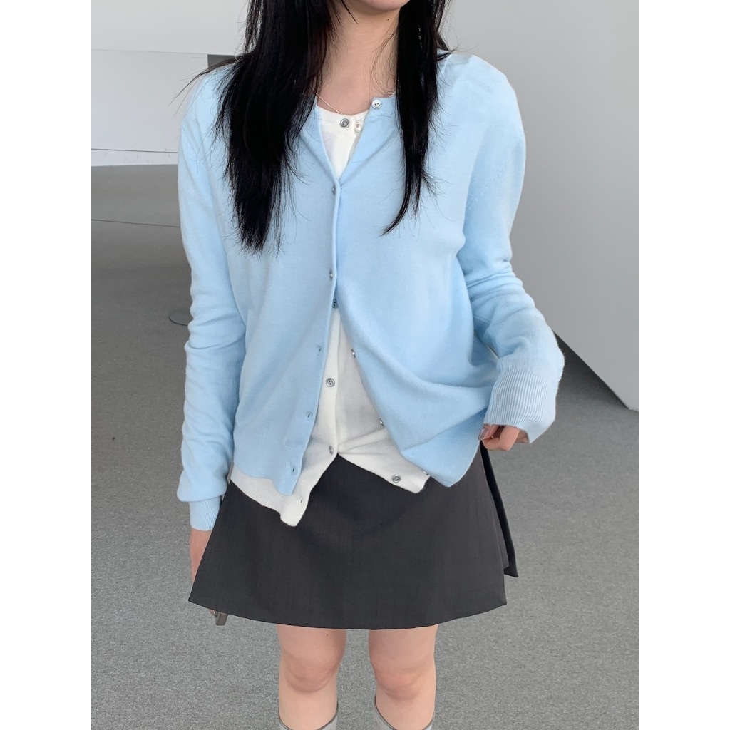 A28 軟棉感開釦針織罩衫 #7629