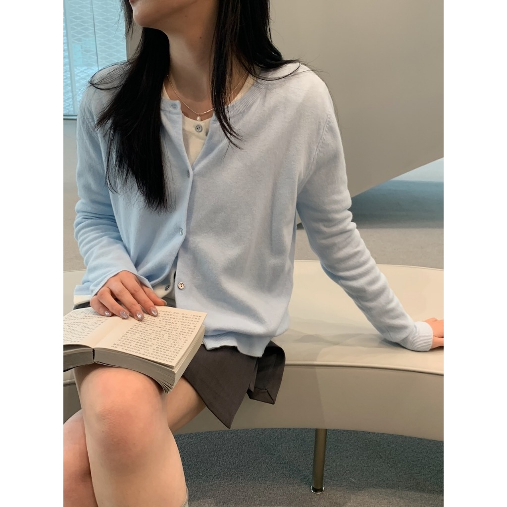 A28 軟棉感開釦針織罩衫 #7629