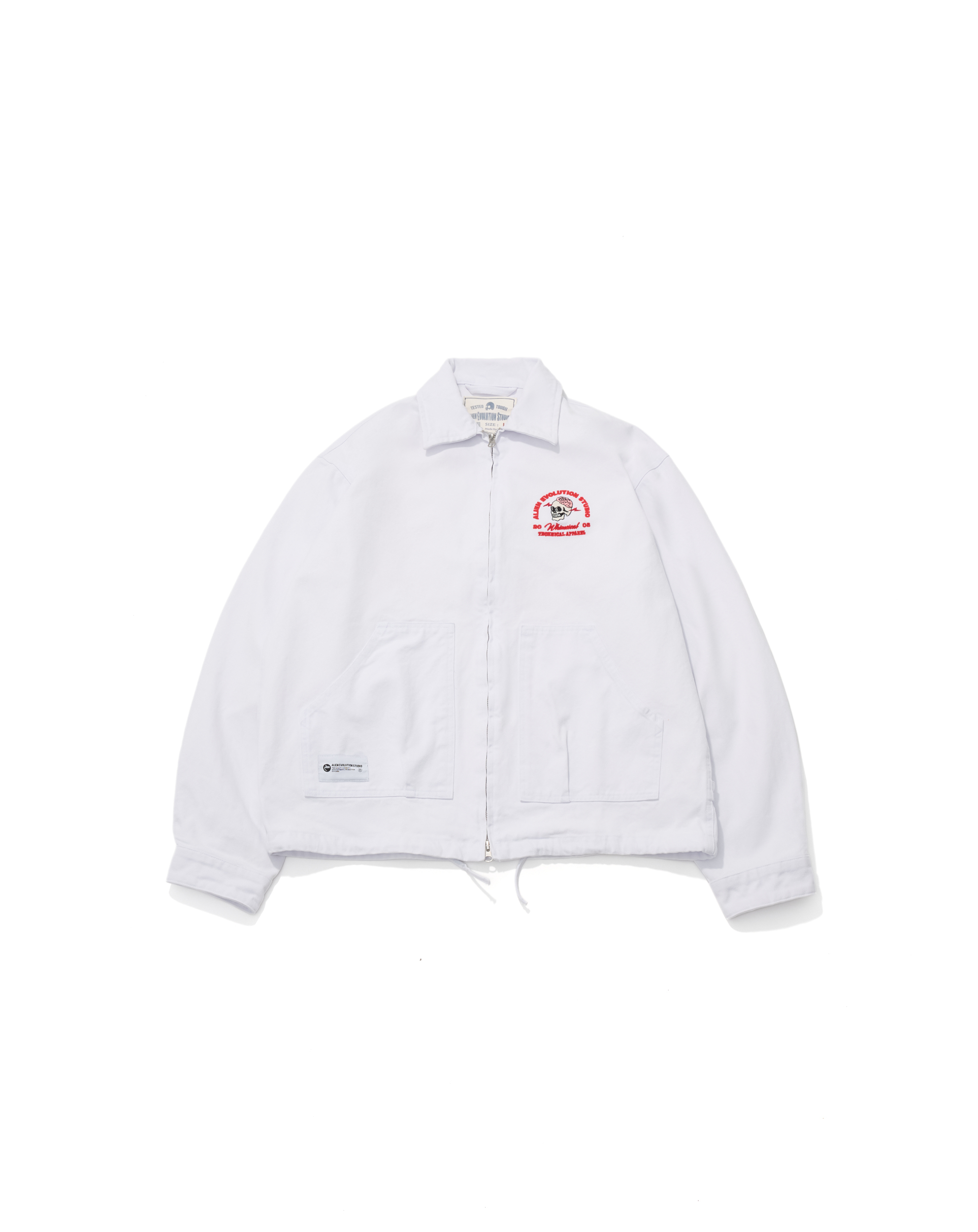 AES EMBROIDERED WHIMSICAL SKULL WASHED WORK JKT