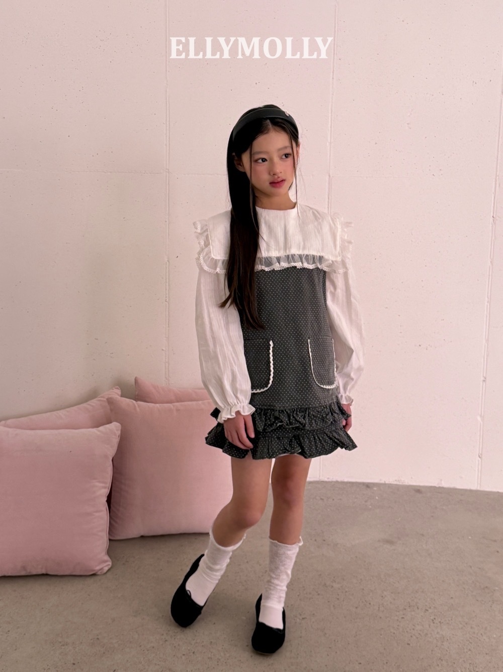 Ellymolly 口袋荷葉邊背心連身裙  / 2色