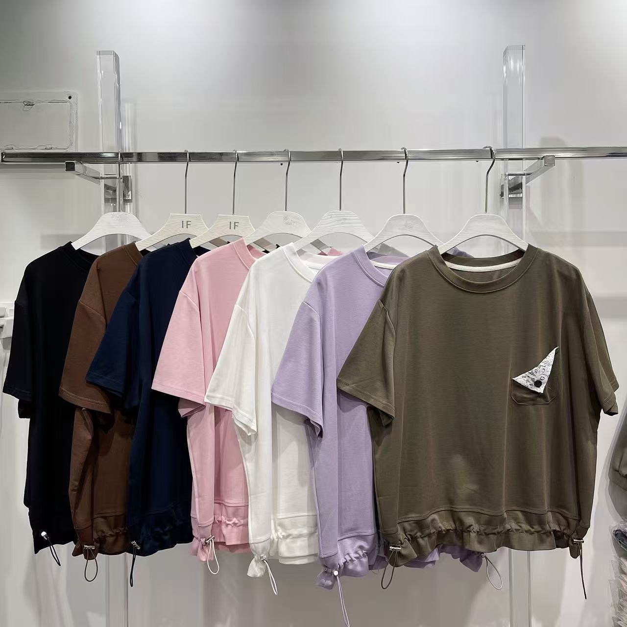 【預訂】喱士反摺口袋索繩腳棉TOP (K17-K23)