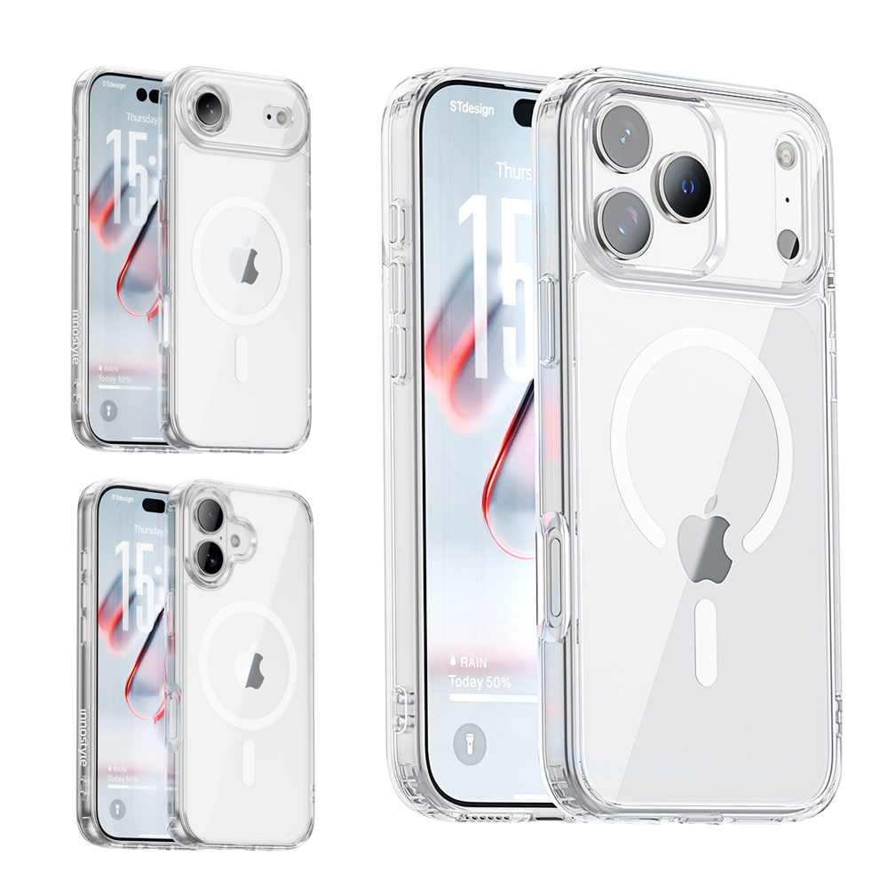 innostyle Crystal系列 iPhone 17/Air/Pro/ProMax 磁吸氣囊防摔手機保護殼 4.5級抗黃