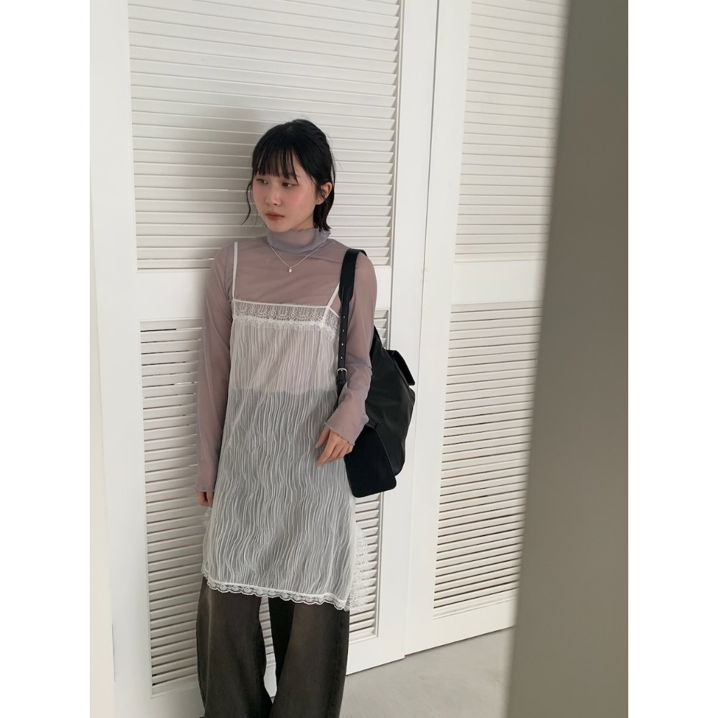 A35 網紗細肩帶疊穿透膚背心 #8503