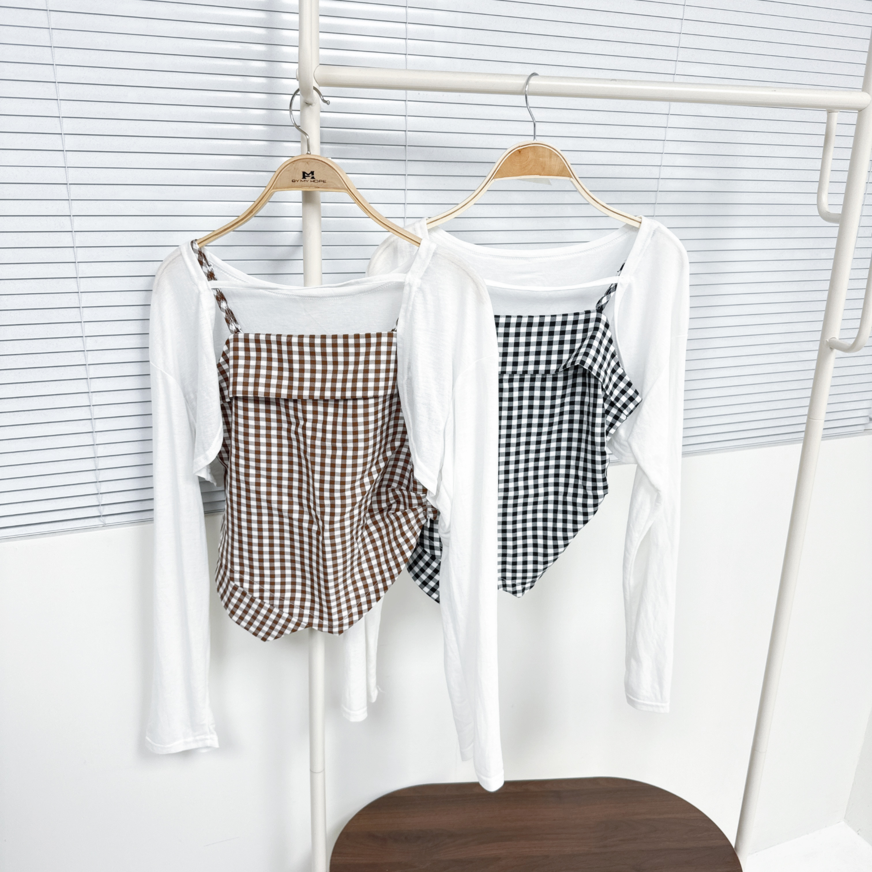 【Hoi2推介】吊帶格仔TOP附送外套 (K255-K256)