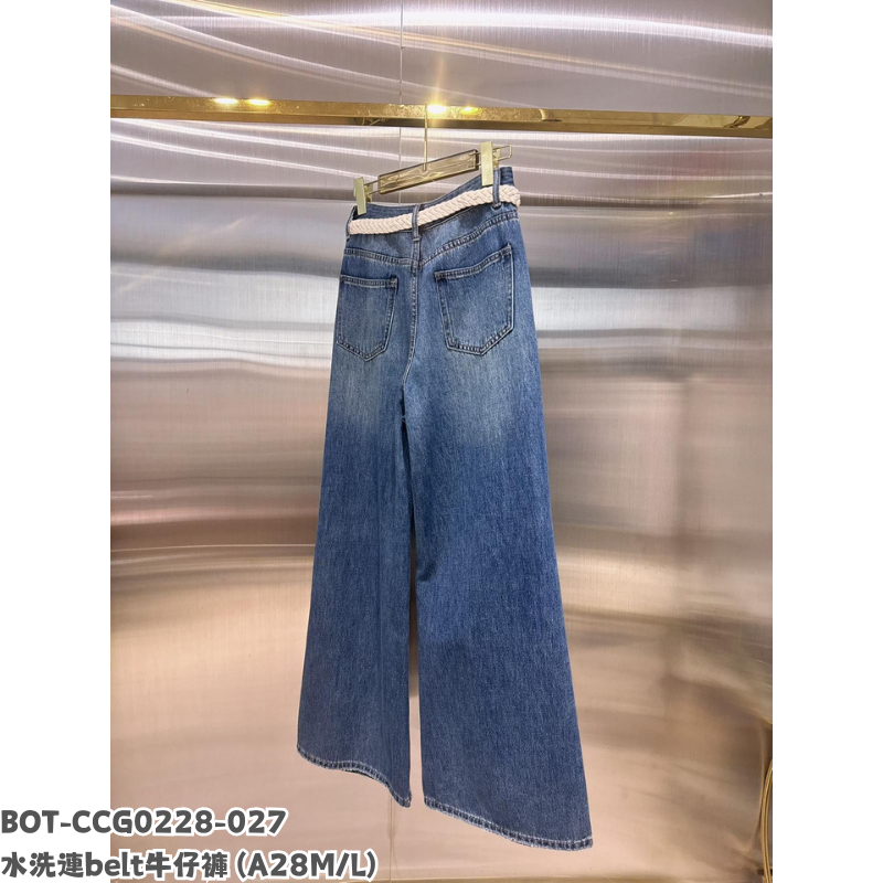 BOT-CCG0228-027 水洗連belt牛仔褲 (A28M/L)