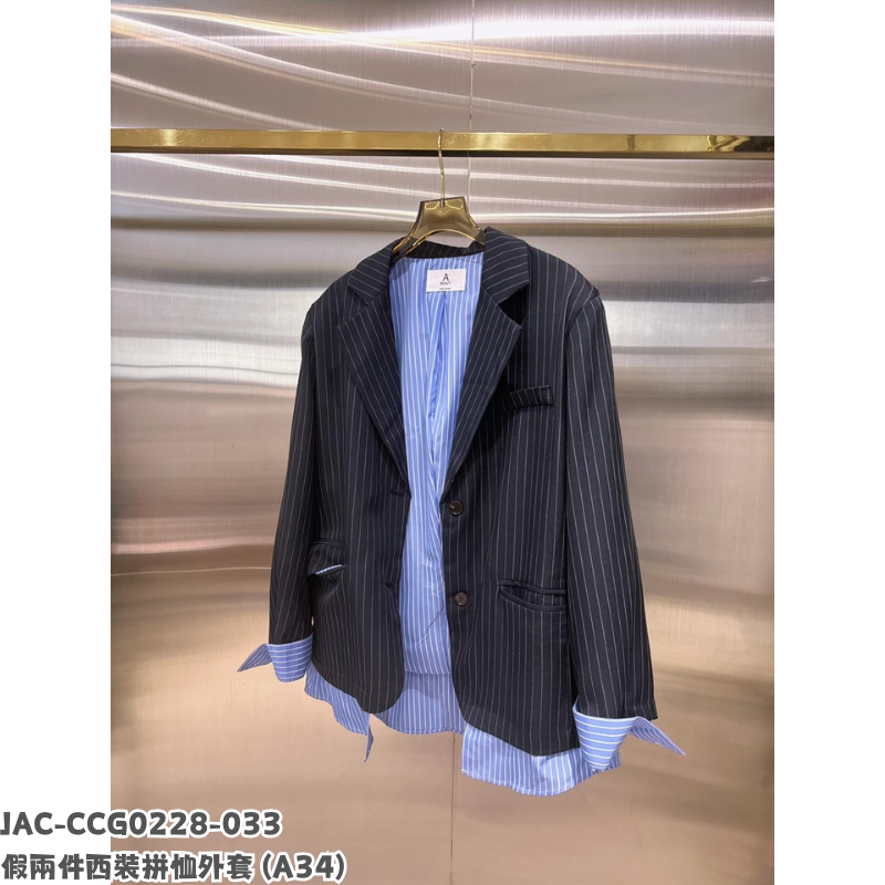 JAC-CCG0228-033 假兩件西裝拼恤外套 (A34)
