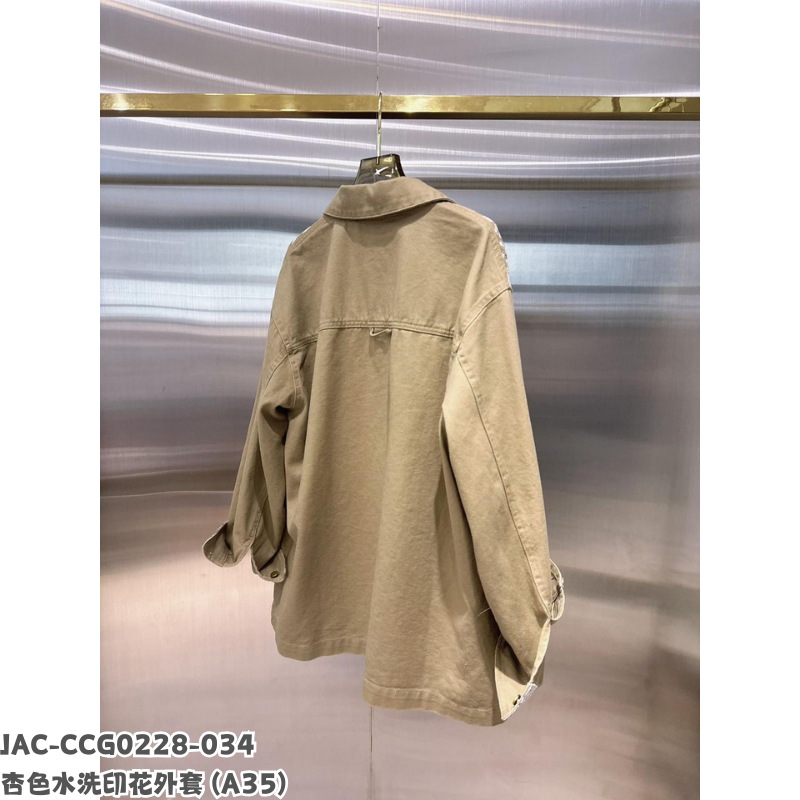 JAC-CCG0228-034 杏色水洗印花外套 (A35)