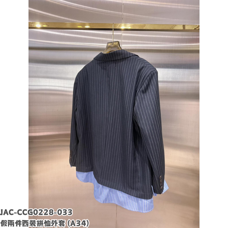 JAC-CCG0228-033 假兩件西裝拼恤外套 (A34)