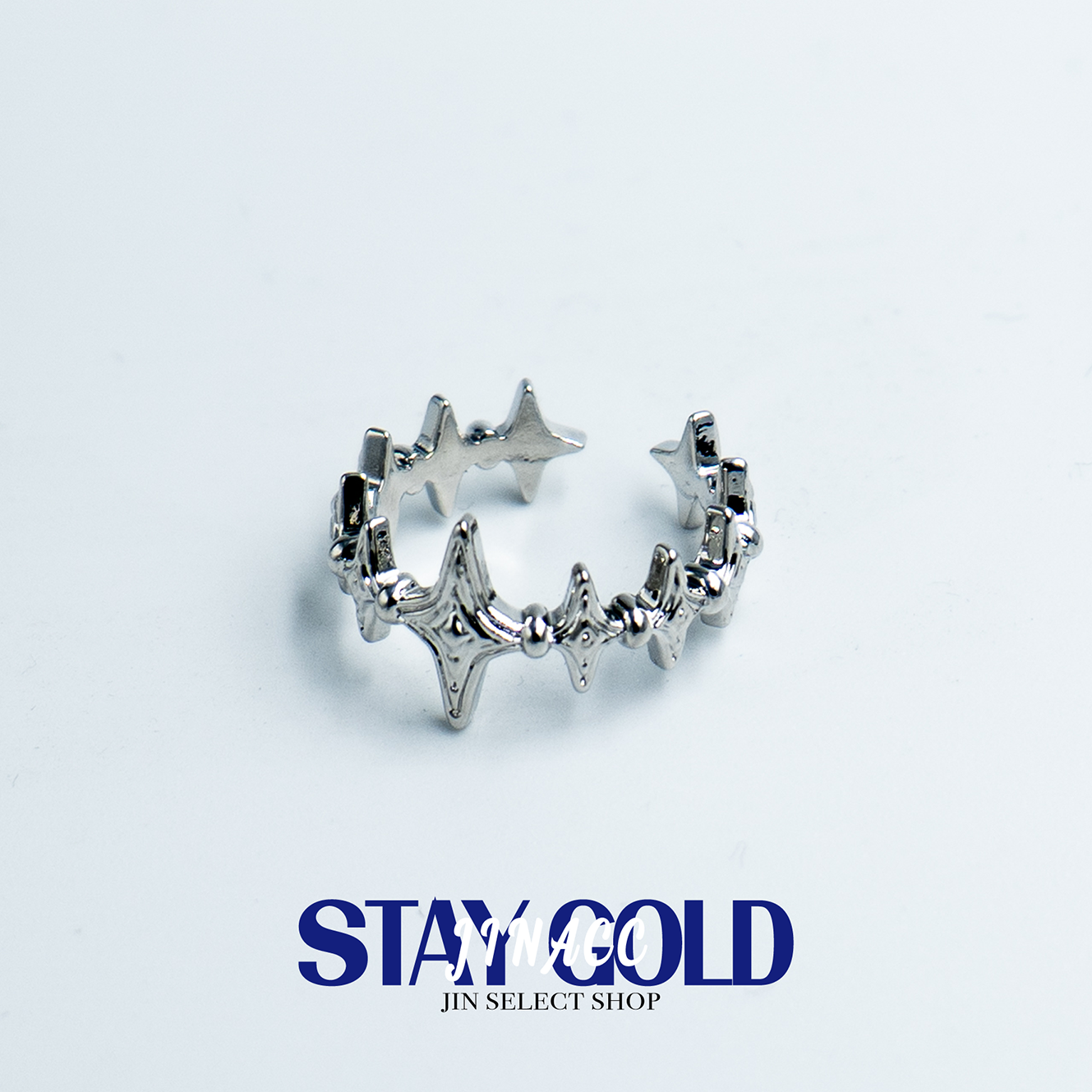 JIN ACC 十字星連結開口戒 戒指（可調節）