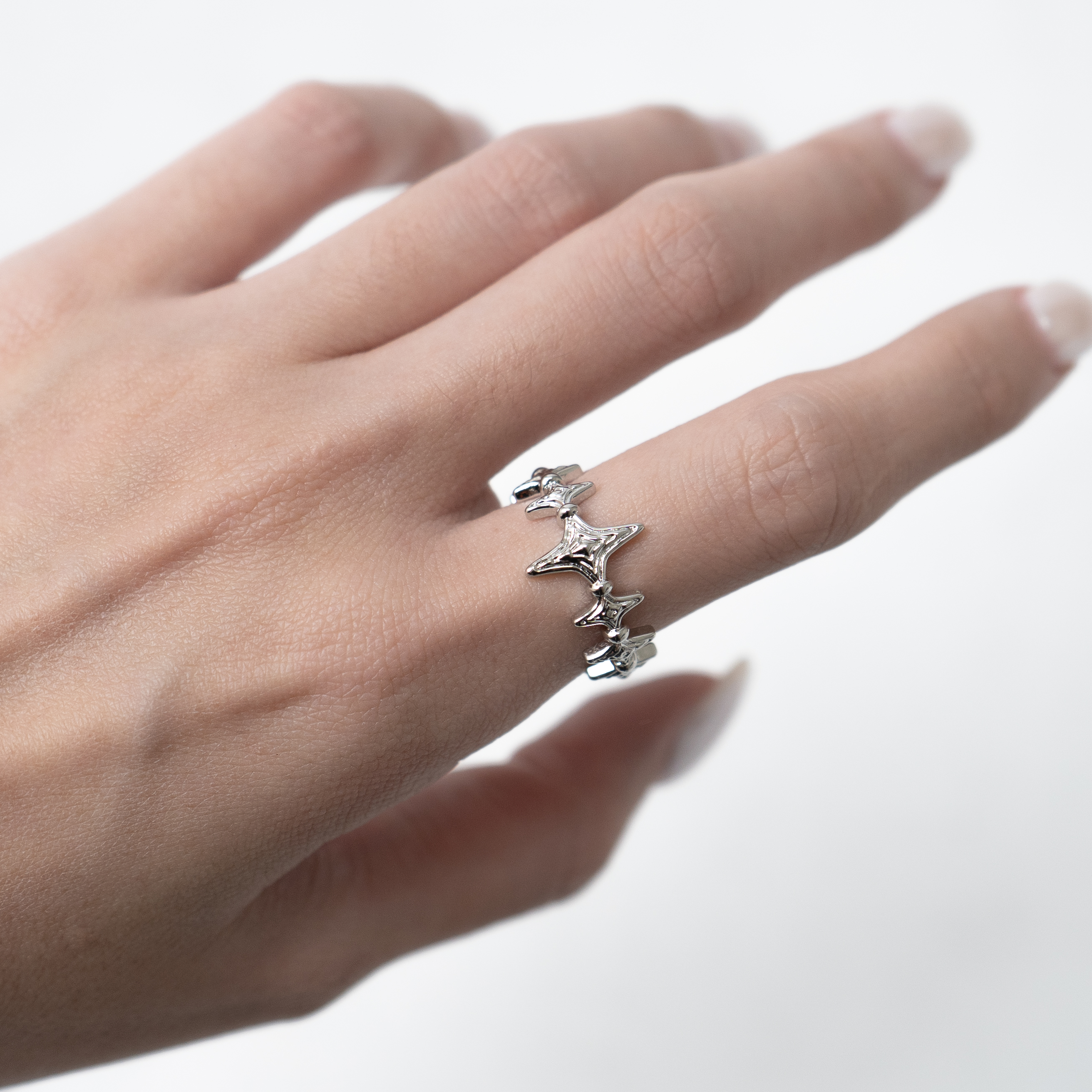 JIN ACC 十字星連結開口戒 戒指（可調節）