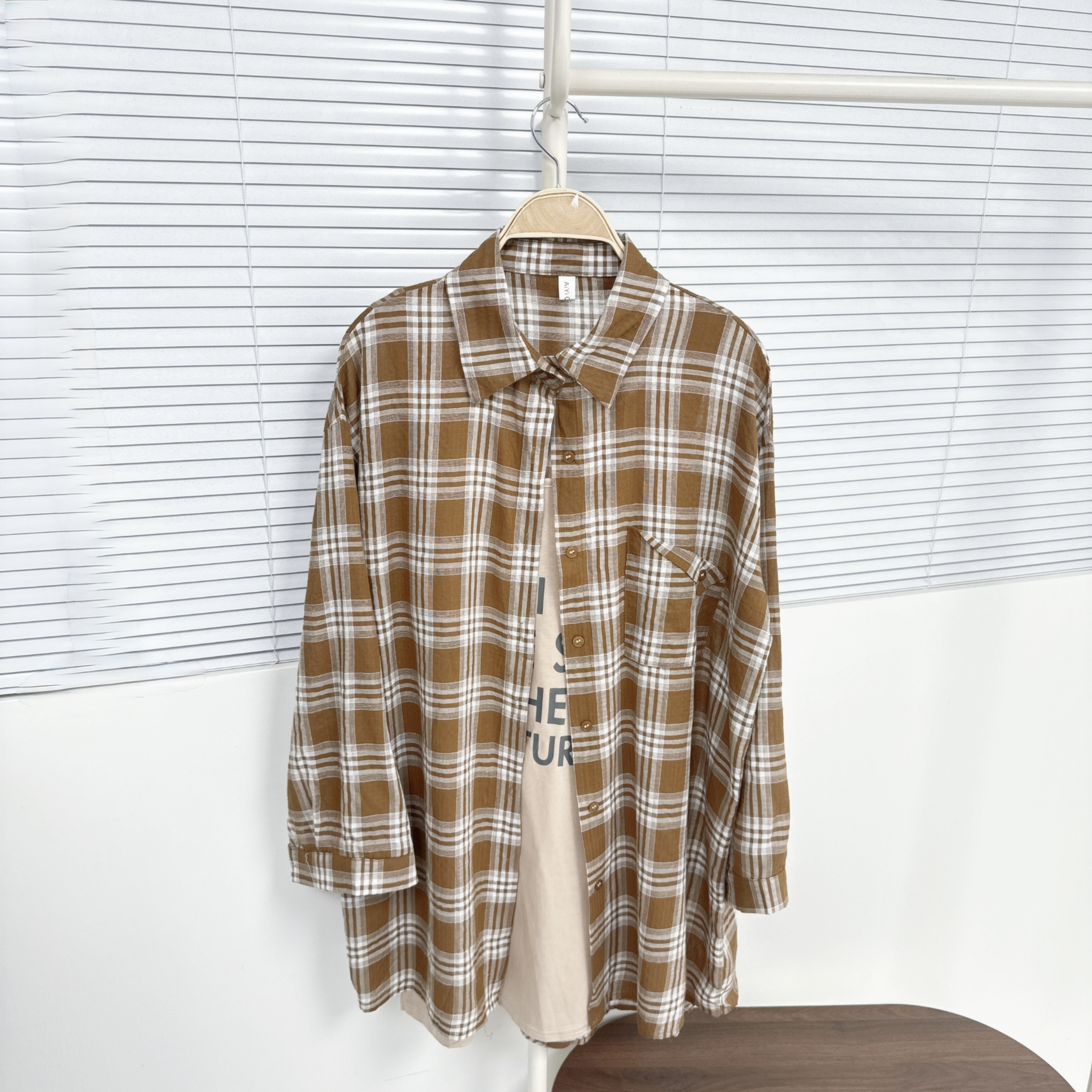 【Hoi2推介】印英文字背心配格仔裇衫套裝 (K262)