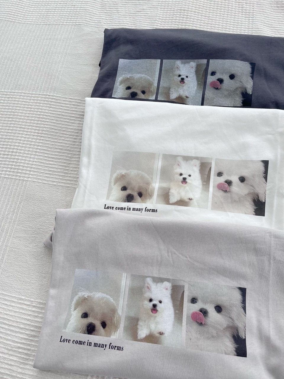 三格可愛狗狗情侶共穿大版T(3色)