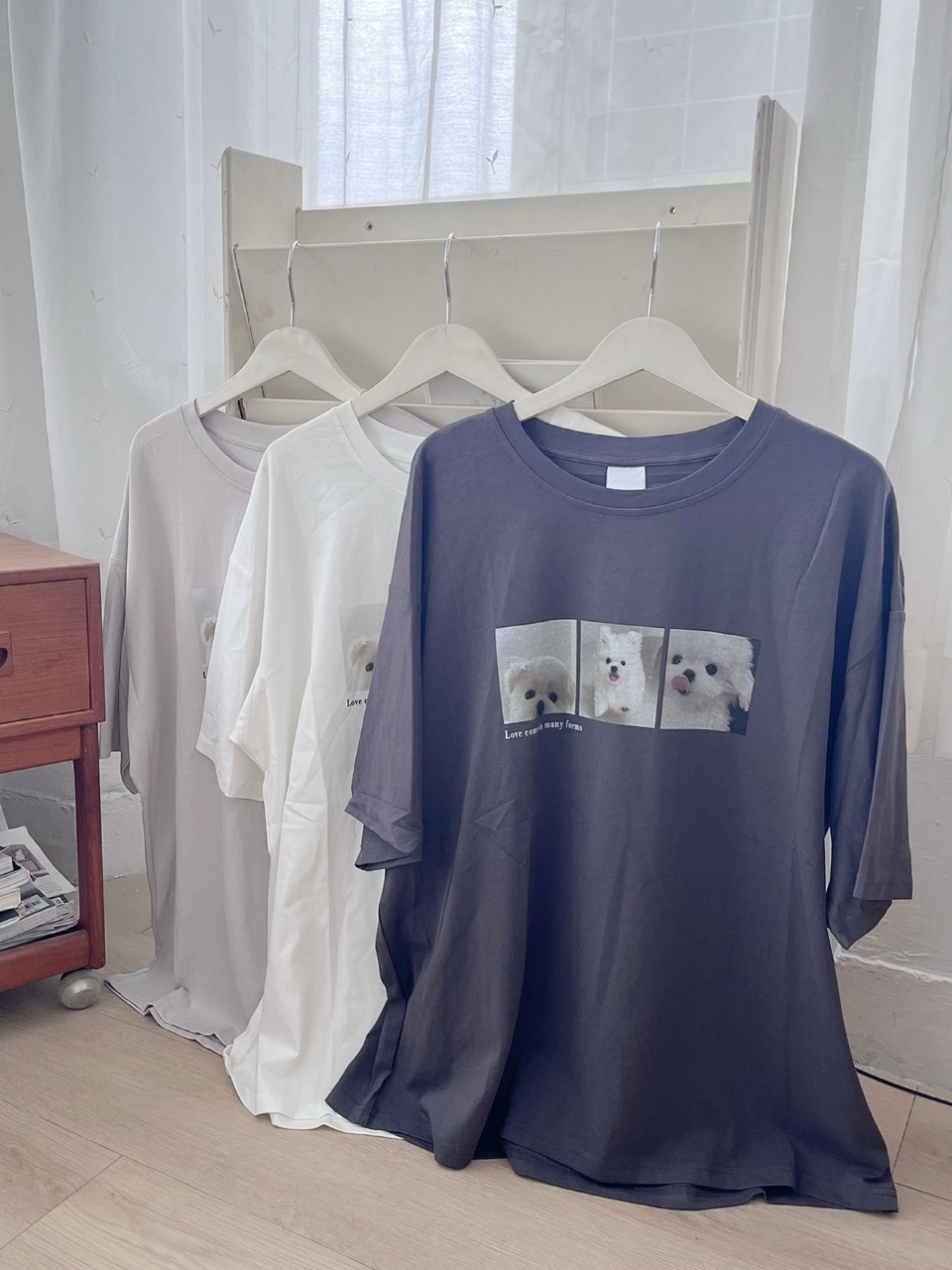 |現貨|三格可愛狗狗情侶共穿大版T(3色)