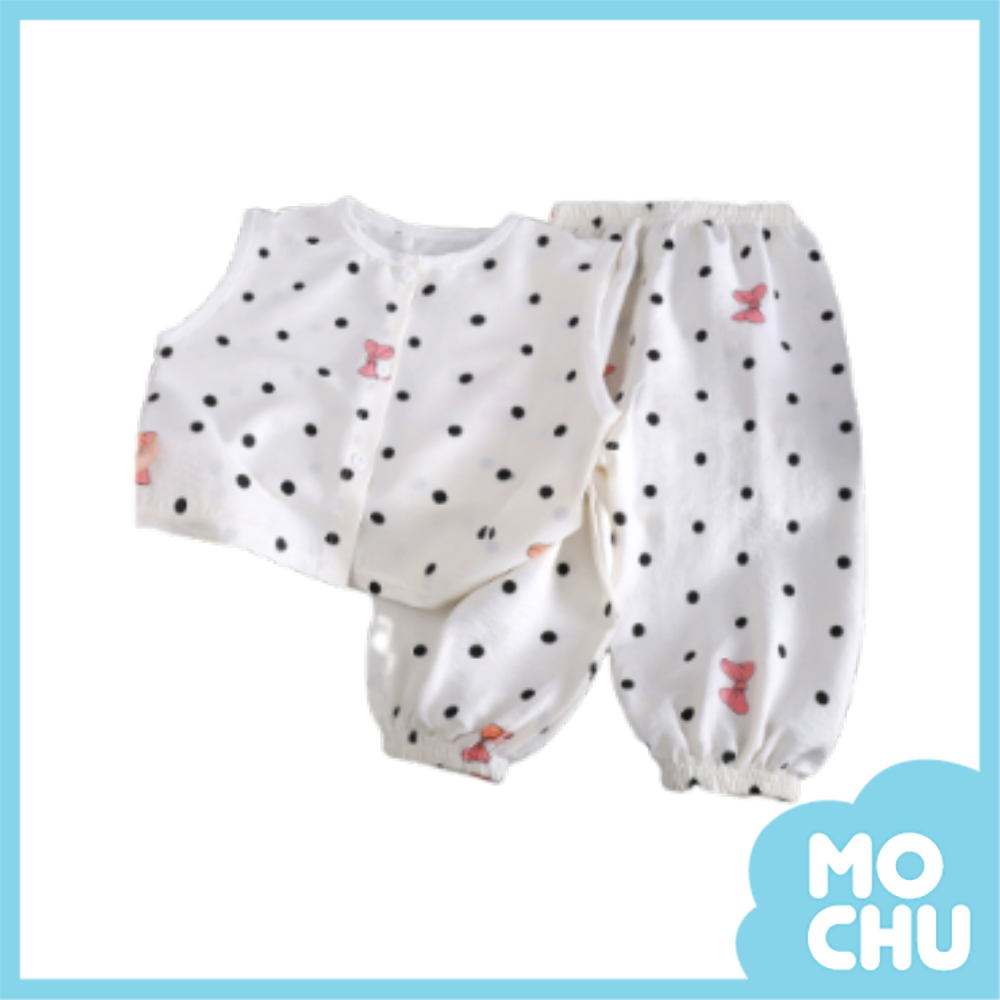 點點蝴蝶結無袖套裝