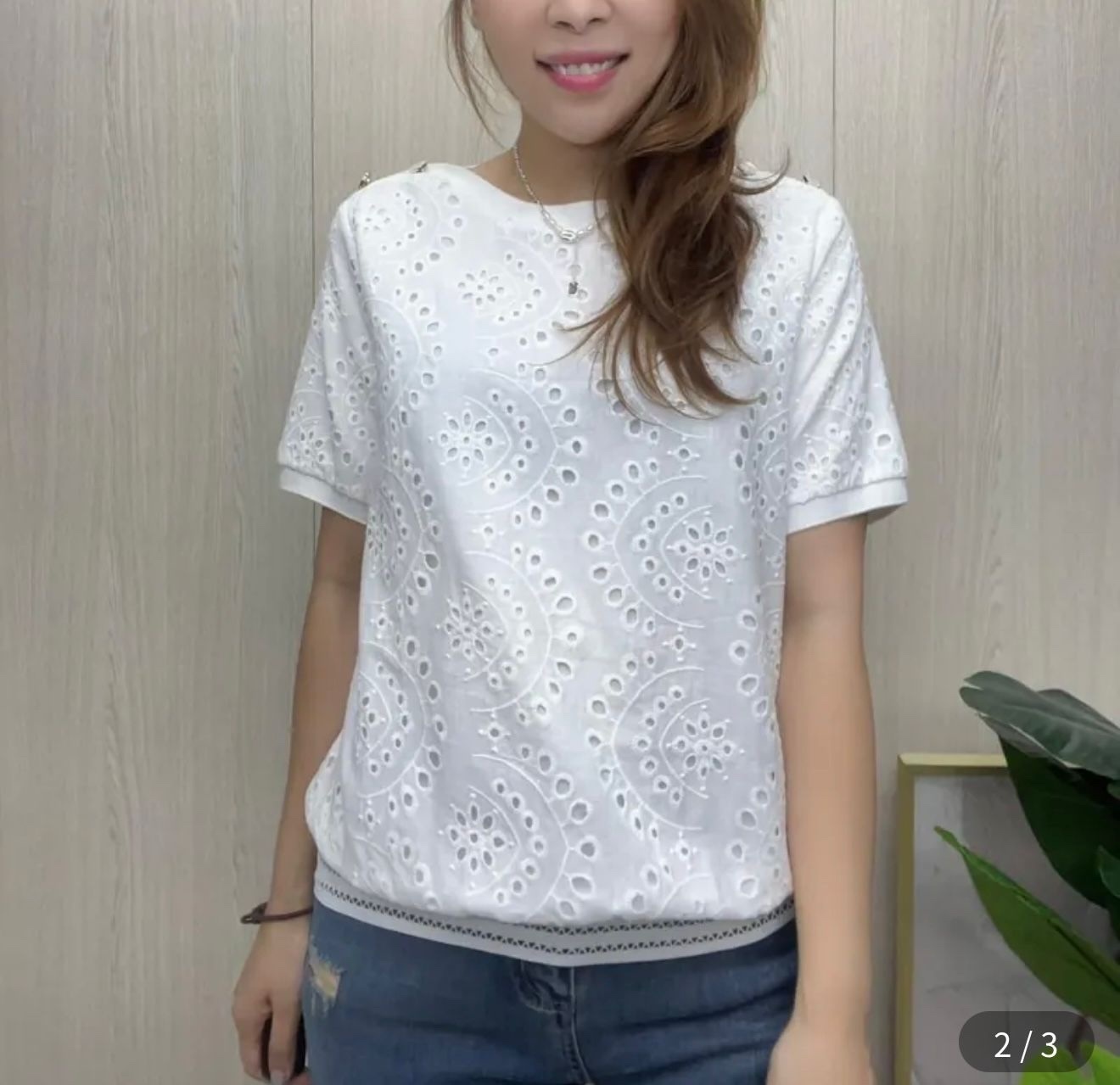 韓國高質通花拼布Comme top ~145AG