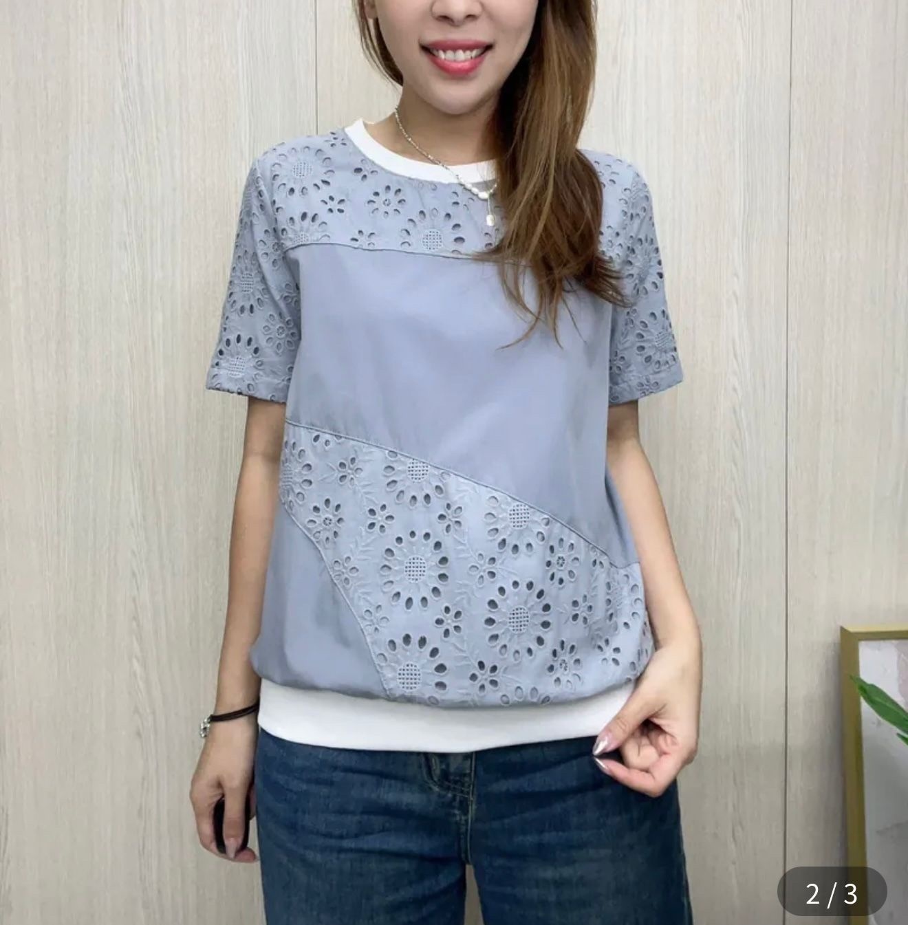 韓國高質拼通花Comme top~145AF