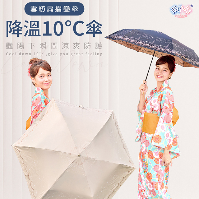 雪紡扁摺疊傘降溫10度C，豔陽下瞬間涼爽防護