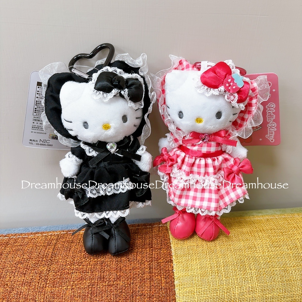 日本限定 凱蒂貓 長腿kitty 冬季款 蘿莉塔 娃娃吊飾 串珠吊飾 毛球公仔吊飾 髮夾 分區夾 鴨嘴夾 瀏海夾