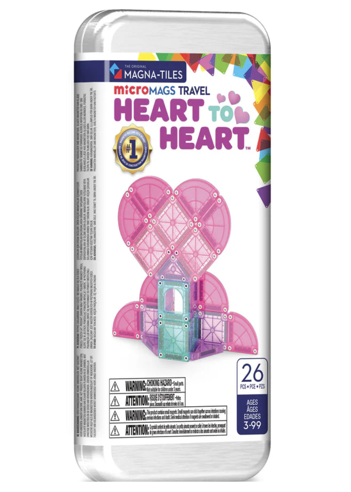 MAGNA-TILES microMAGS Heart to Heart 26 Piece Travel Set