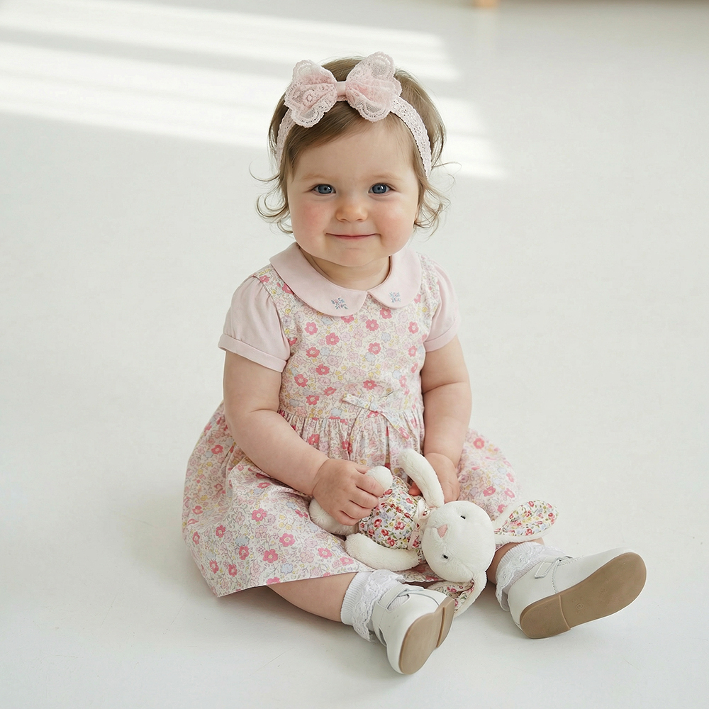 PIPPY  優雅蕾絲荷葉領背心裙3入組禮盒 粉