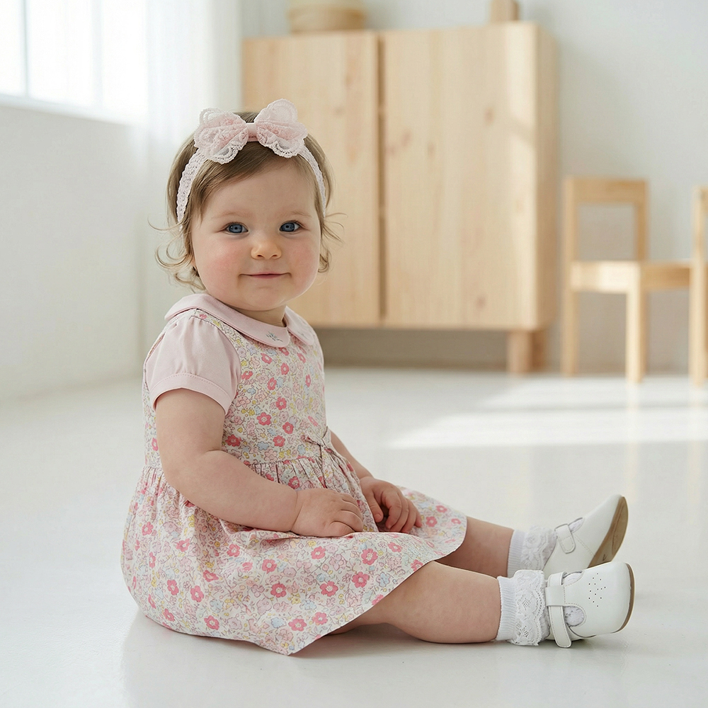 PIPPY  優雅蕾絲荷葉領背心裙3入組禮盒 粉