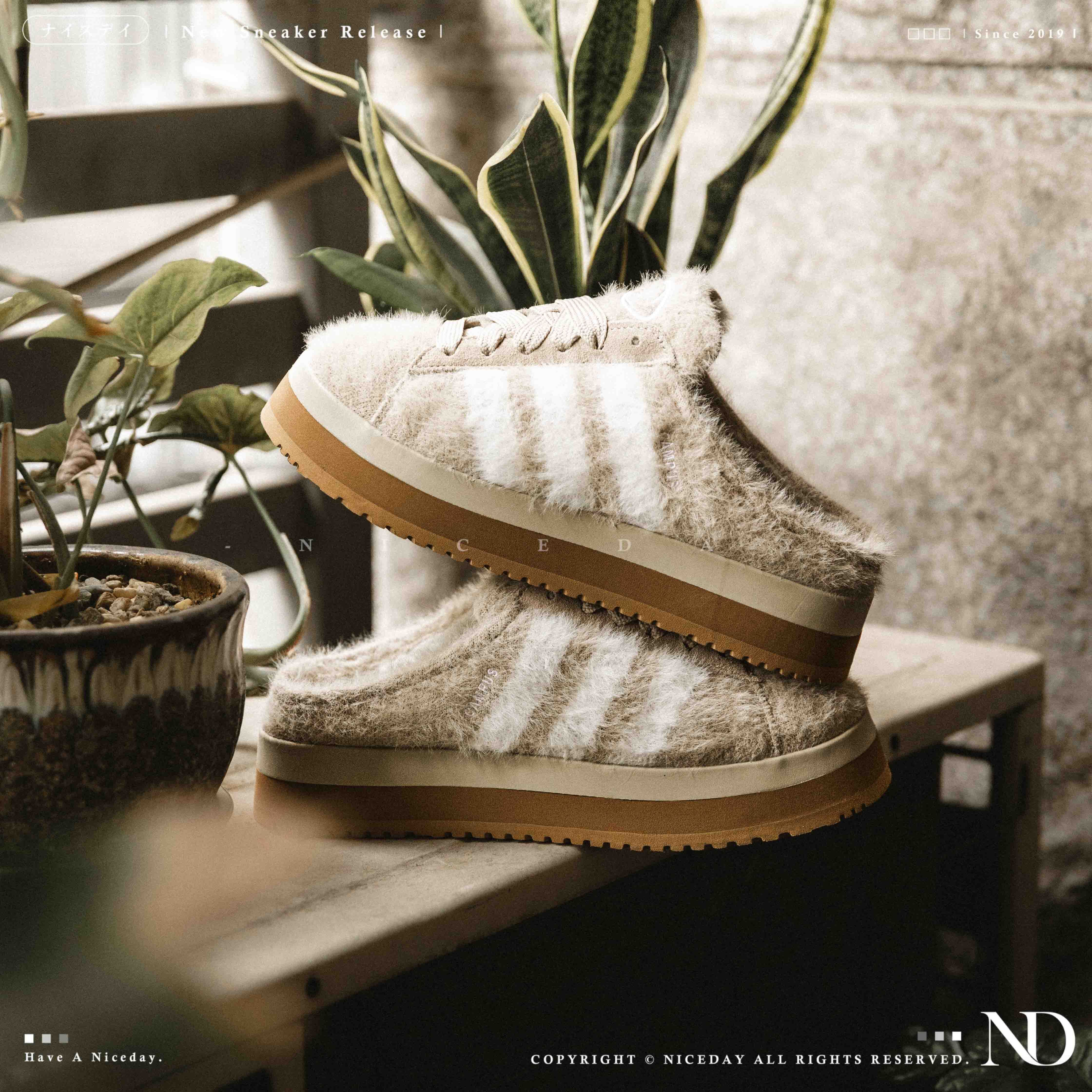 NICEDAY 代購 Adidas Originals CAMPUS 00s 奶茶 淺卡其 拿鐵 毛茸茸 厚底 麵包 半拖 JR6159