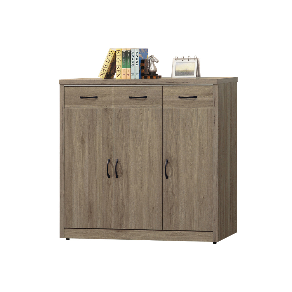 柏蒂家居-翰斯工業風3.9尺三門三抽收納鞋櫃