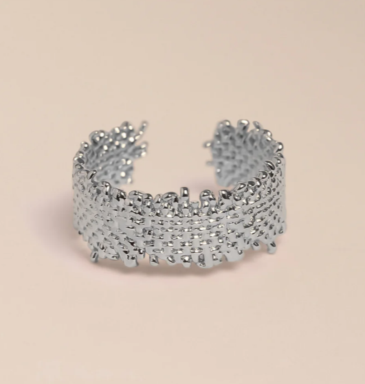 1WK0708-507 WAEKURA Medium Raphia Ring Silver (A-LX-E)