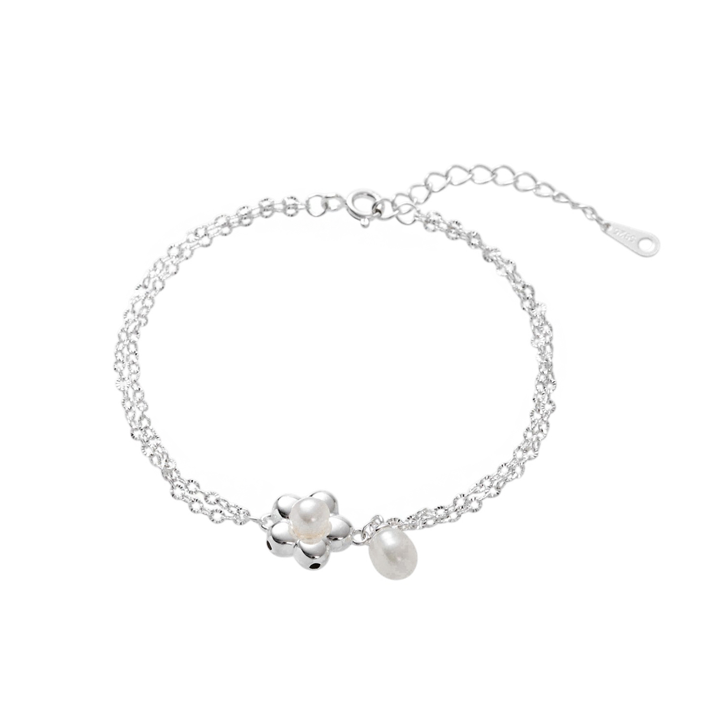 平價飾品,純銀,花,珍珠,手鍊