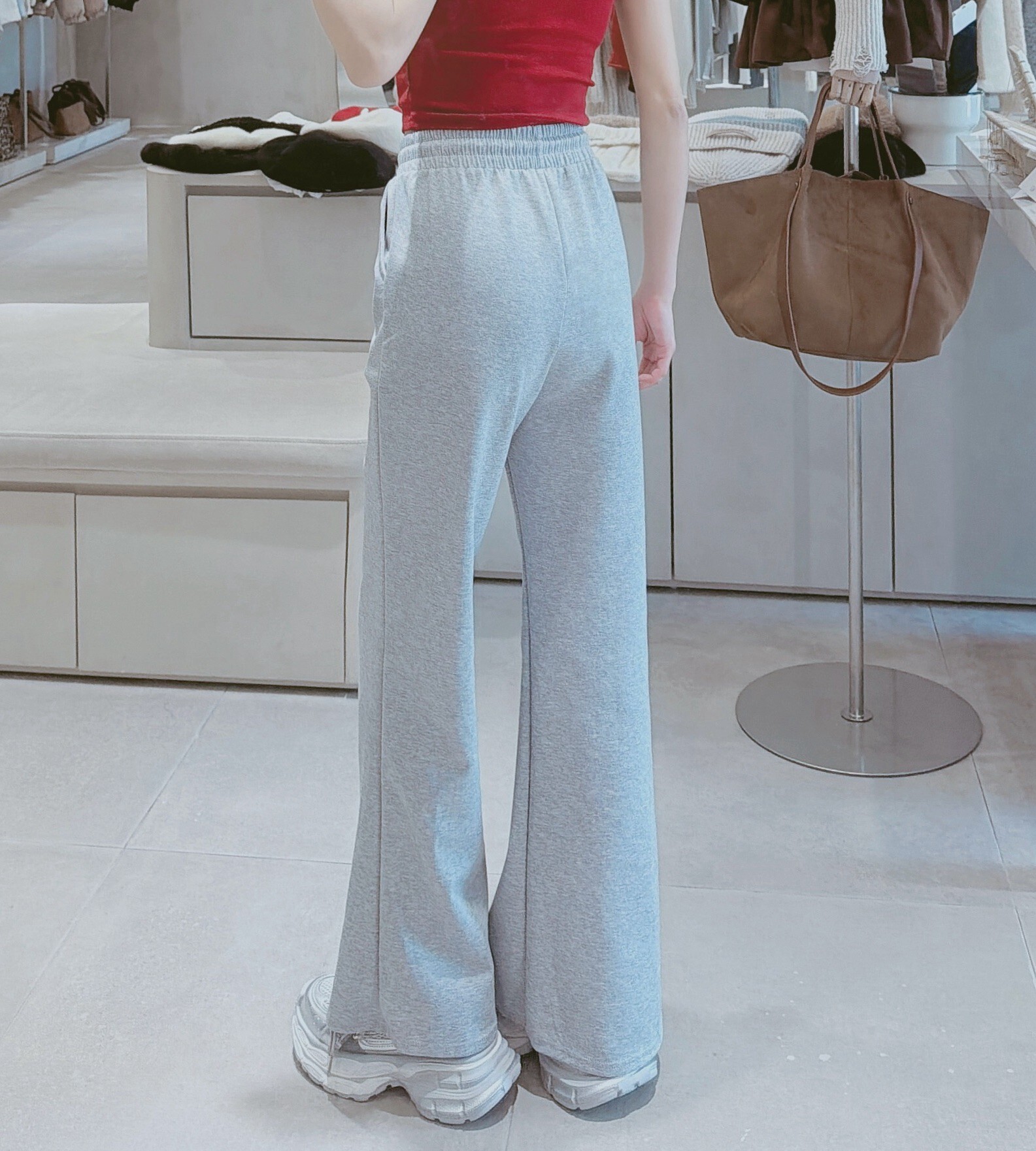 鬆緊腰抽繩棉質微喇叭褲 9912