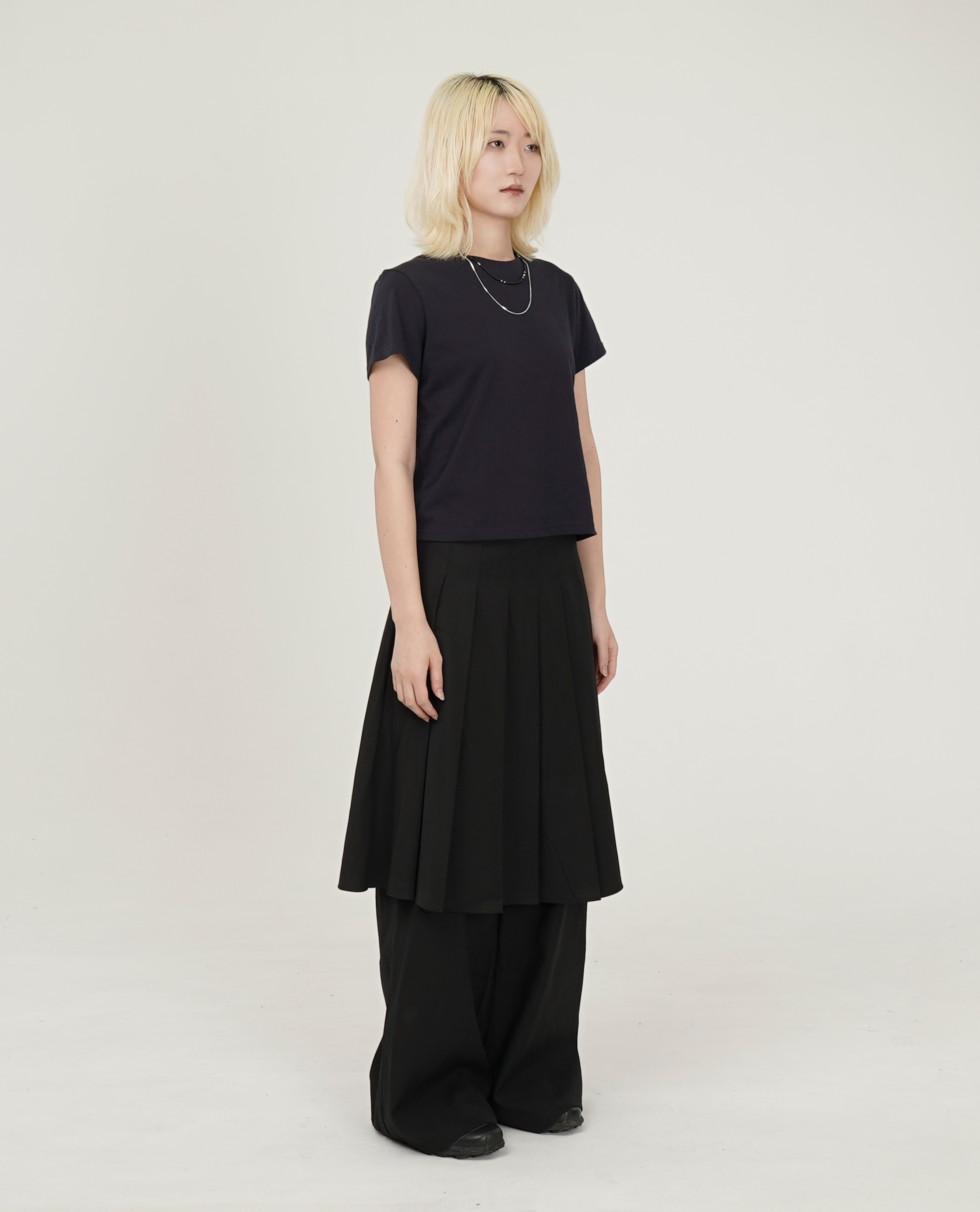 百褶西裝假兩件褲裙褲