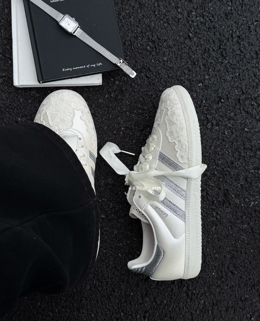 ADIDAS SAMBA OG 2026年 情人節限定 白珠光蕾絲 灰銀 銀蔥 奶油白 米白 女鞋 HP3658
