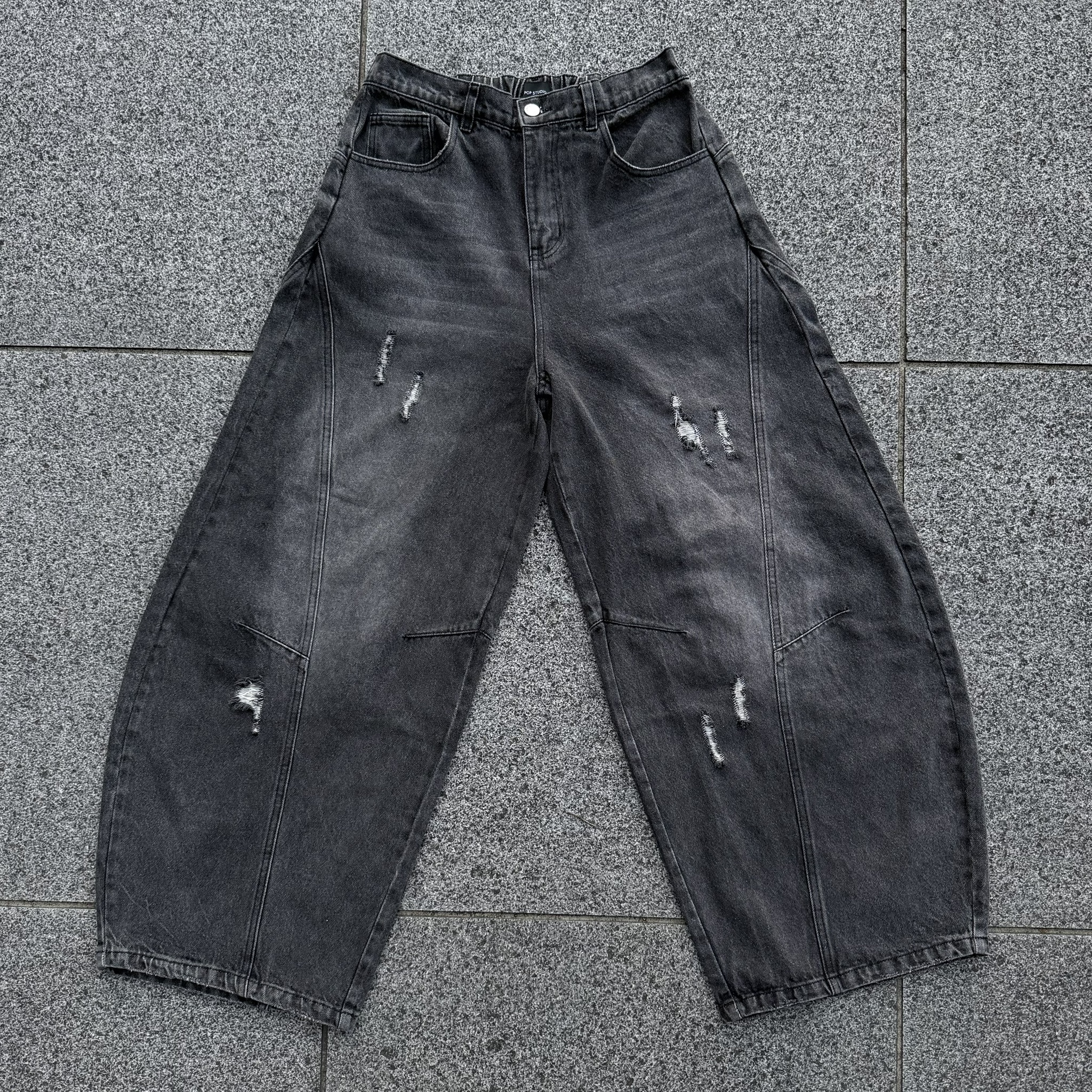 韓國小破壞彎刀牛仔褲