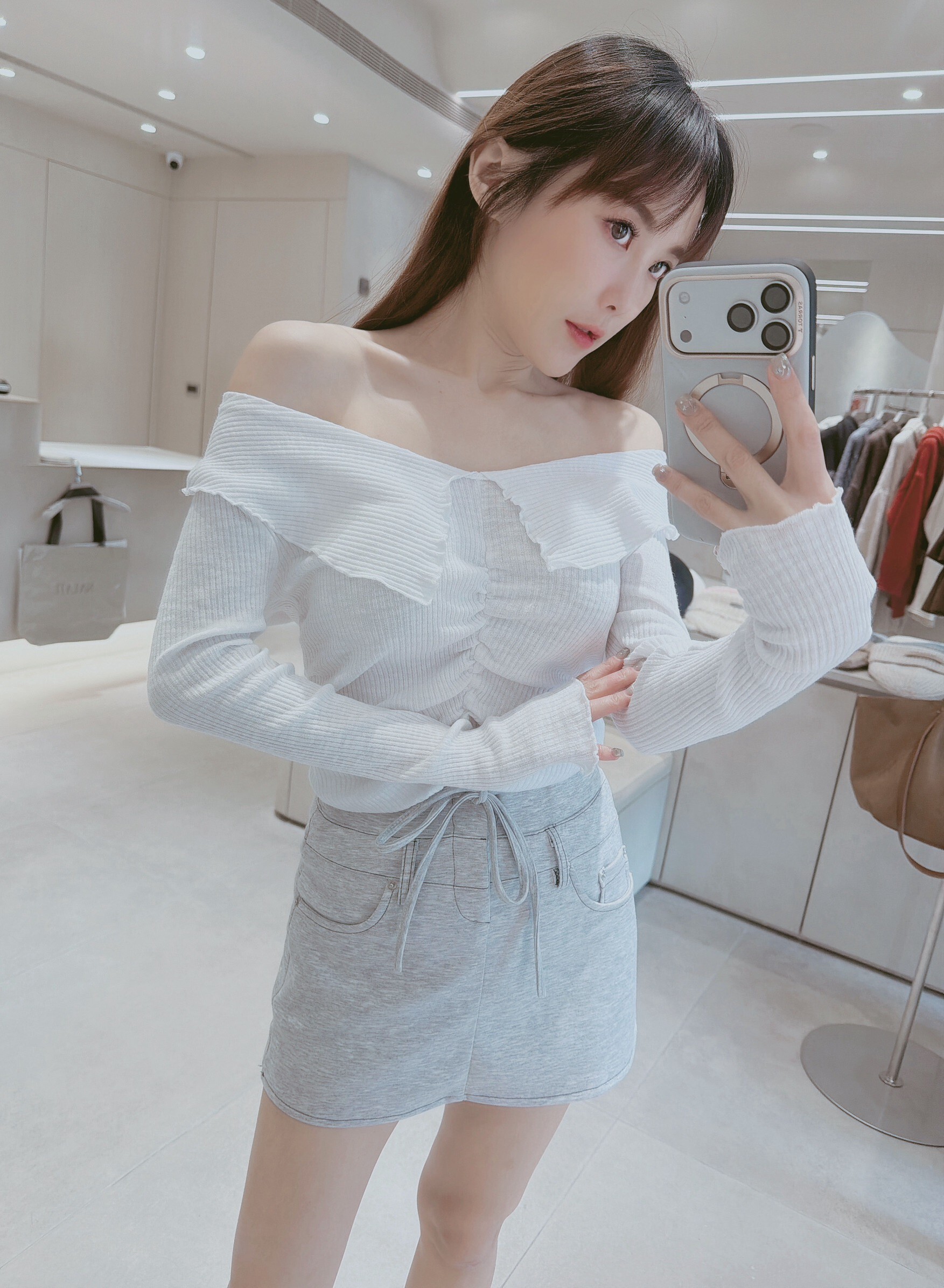 領反摺抓皺坑紋上衣