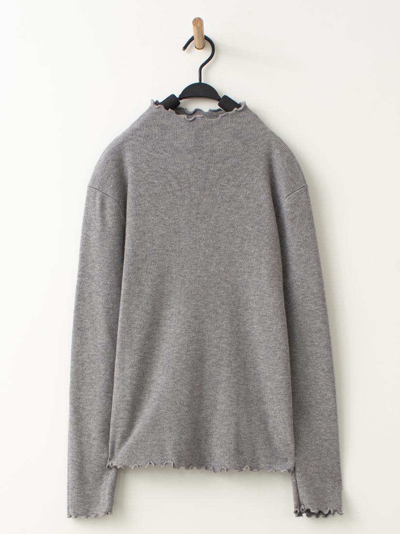 舒適木耳邊羅紋針織上衣