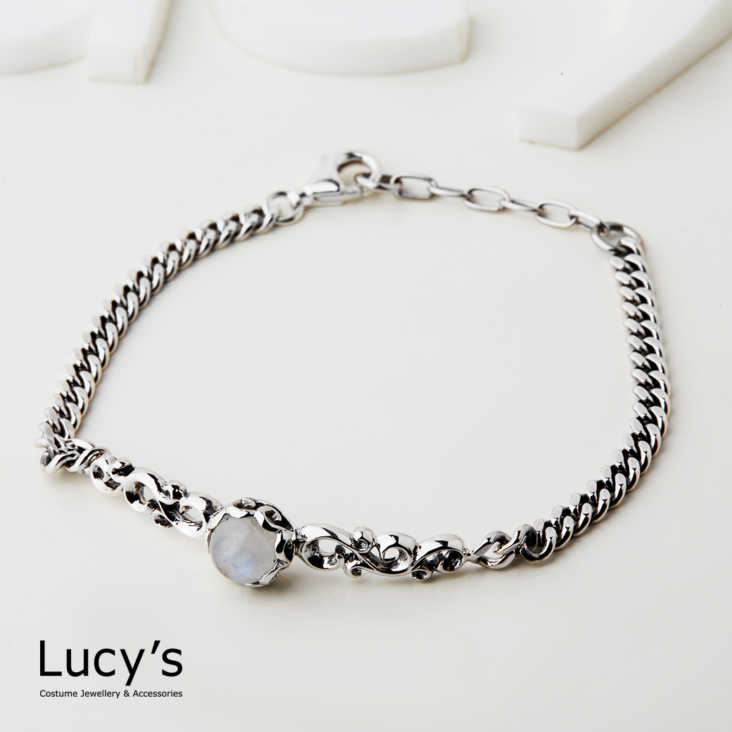 925純銀 復古之月 手鍊 (40976)