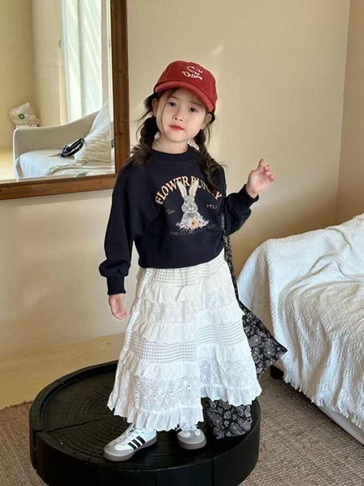 【H0400】甜美小兔子蕾絲長裙套裝(90-140)