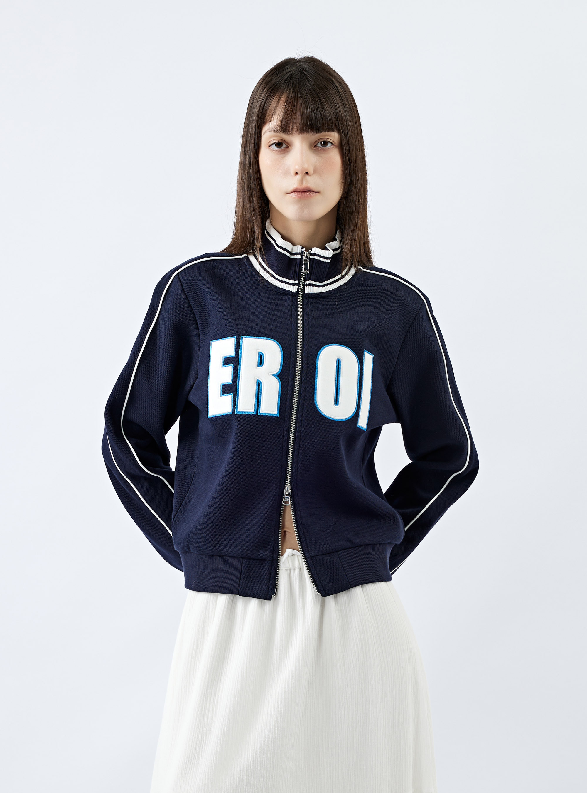 女款 休閒短版立領外套