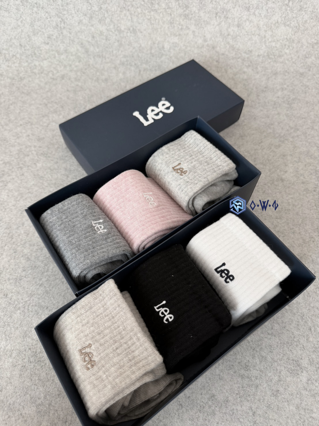 【OWN】LEE 中長襪 刺繡 彈性 舒適 透氣 棉質 女款 女生 單一尺寸 組合 白黑燕麥 燕麥粉灰