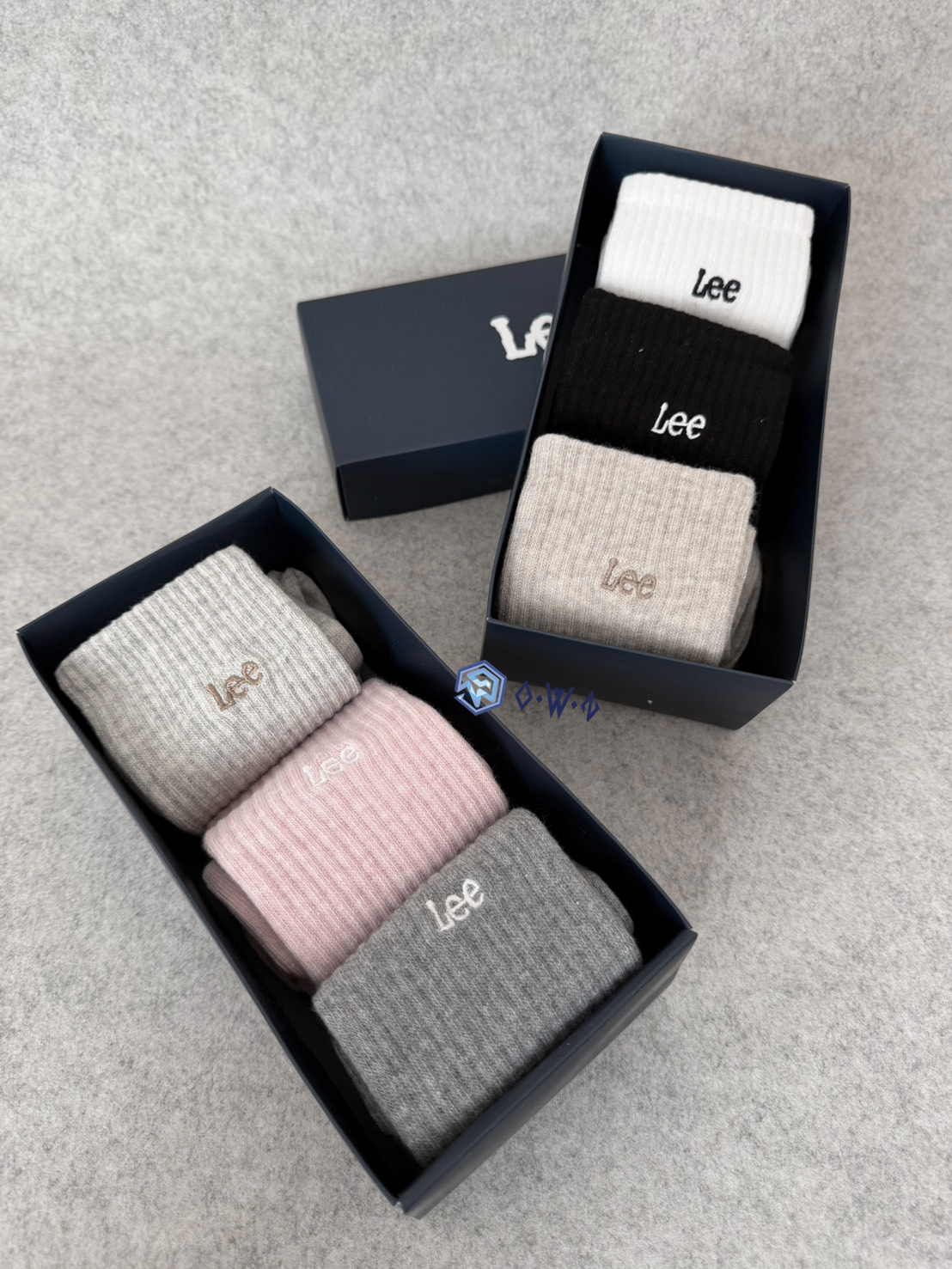 【OWN】LEE 中長襪 刺繡 彈性 舒適 透氣 棉質 女款 女生 單一尺寸 組合 白黑燕麥 燕麥粉灰